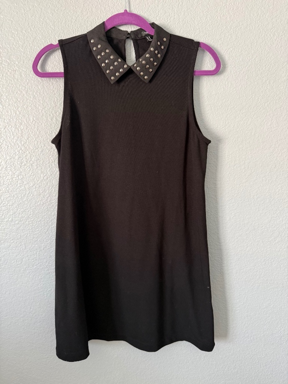 Forever 21 Black Mini Dress with Studded Collar Size M